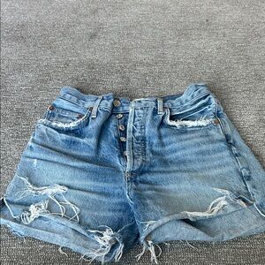 Agolde Light Blue Distressed Jean Shorts